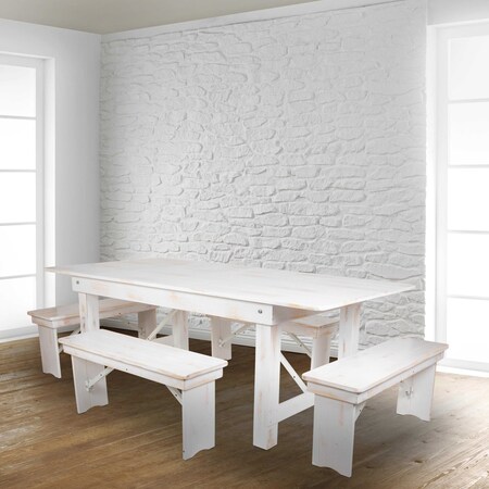 Flash Furniture Hercules Series 40" x 12" Solid Pine Folding Farm Bench